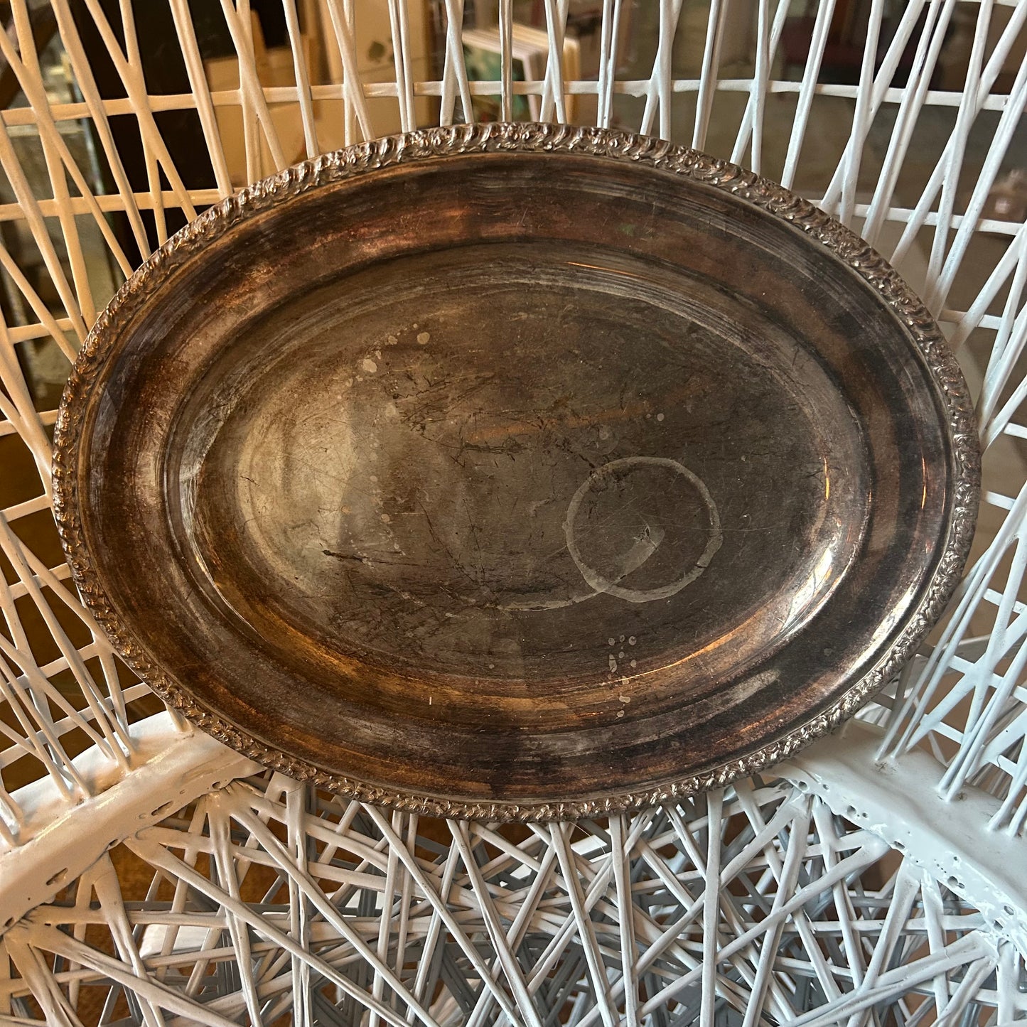 Textured Silver-Plated Oval Platter