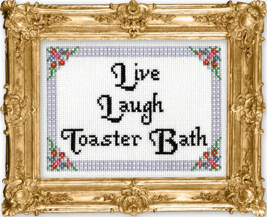 Live, Laugh, Toaster Bath Deluxe Cross Stitch Kit