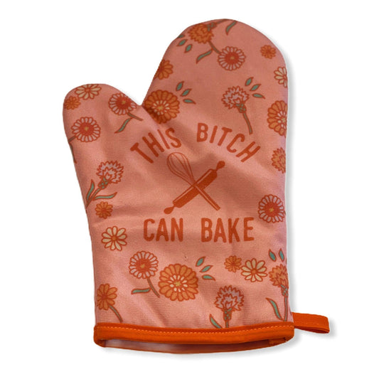 This Bitch Can Bake Oven Mitt Food Graphic Kitchen Cookware: Orange / Oven Mitt