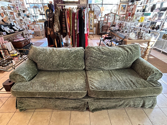 Shabby Chic by Rachel Ashwell Green Cut Velvet Sofa, Down-Filled