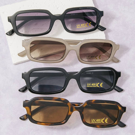 Retro Rectangle Frame Uv400 Sunglasses: ASSORTED