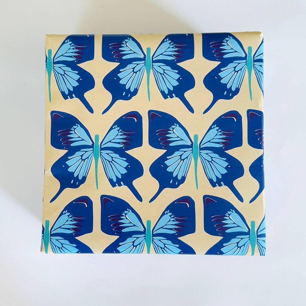 Blue Monarch Wrapping Paper - Single Sheet