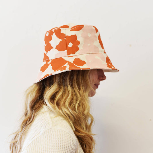 Earthy Anthro Orange + Blush Anita Bucket Hat: Large
