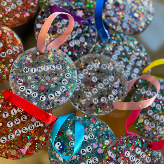 Sweaty Confetti Sparkly Ornaments