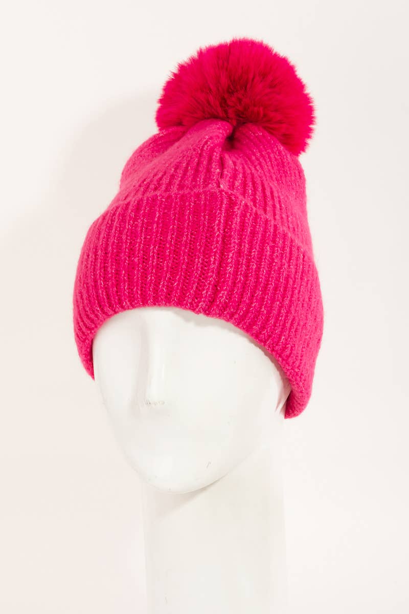 Pom Ribbed Extra Soft Beanie: RU