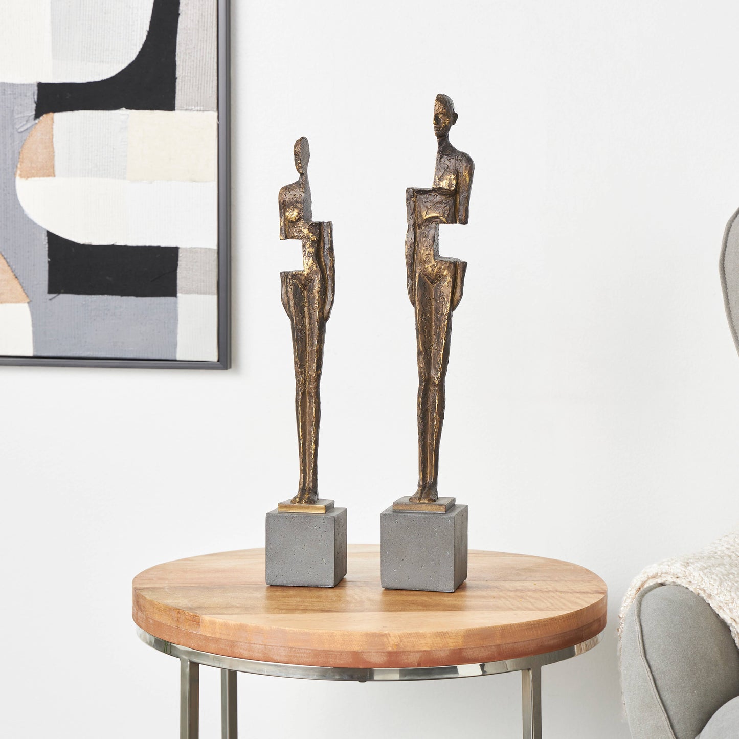 Modern Bronze Polystone Sculpture Set