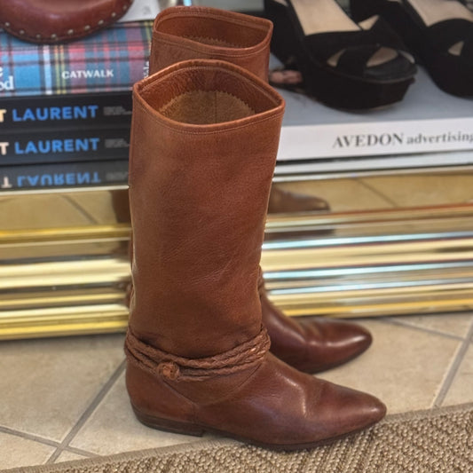 Cognac Leather Boots