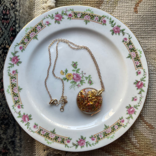 Gold Flaked Resin Leaf Necklace