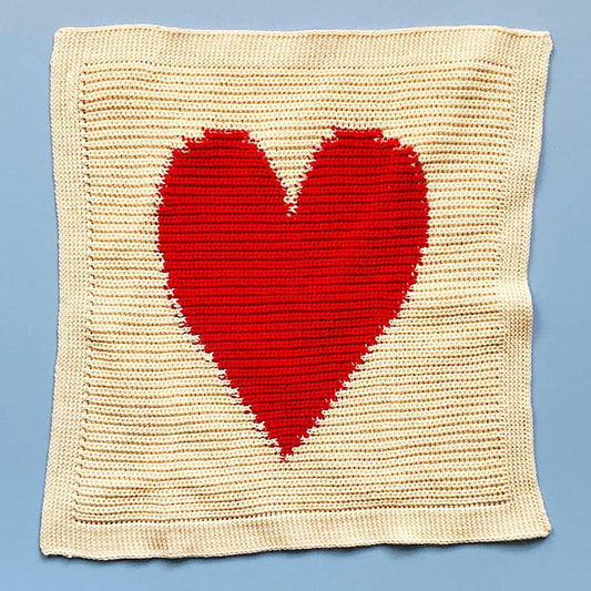Organic Baby Lovey Blanket- Heart (Handmade): Red