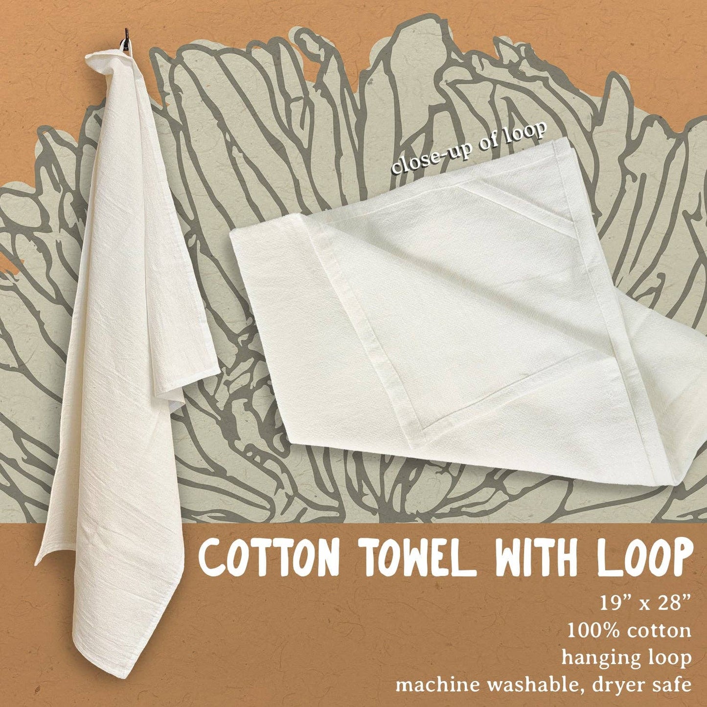Hand Drawn Branch City State Est - Custom Cotton Tea Towel: 27" square (with loop)
