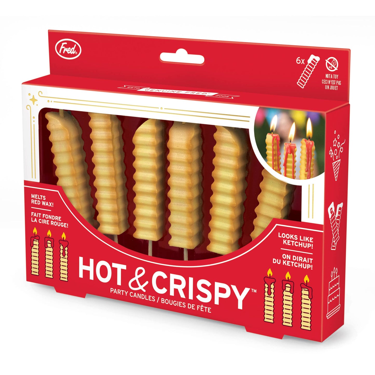 HOT AND CRISPY French Fry Candles, Melts Red Wax - Set of 6