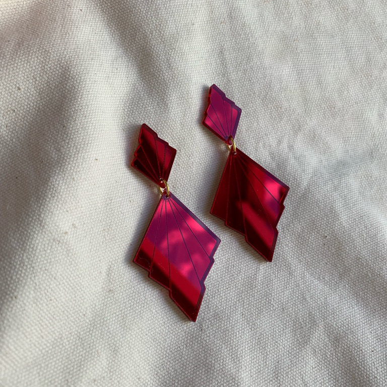 Art Deco Red Drop Earring