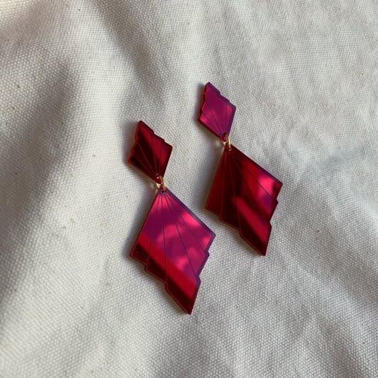 Art Deco Red Drop Earring