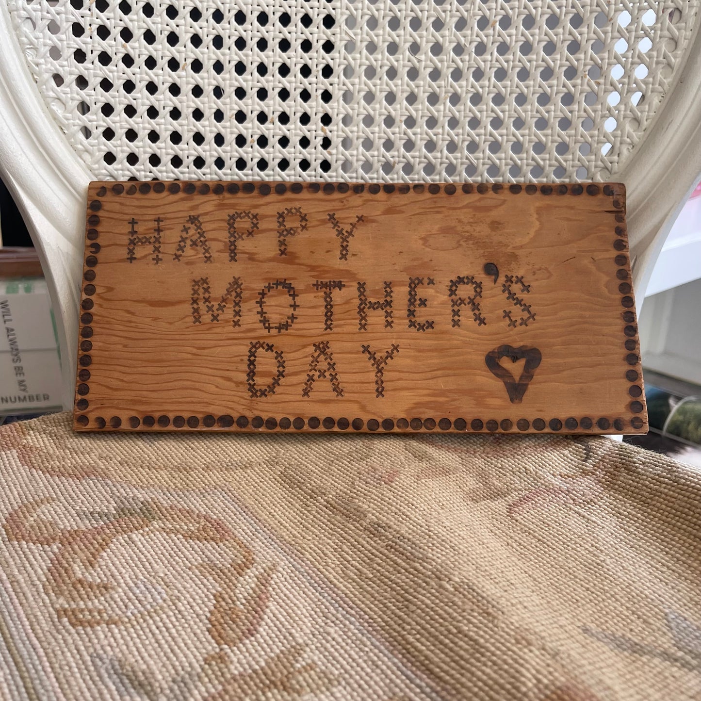 Vintage Mother’s Day Pyrography Sign