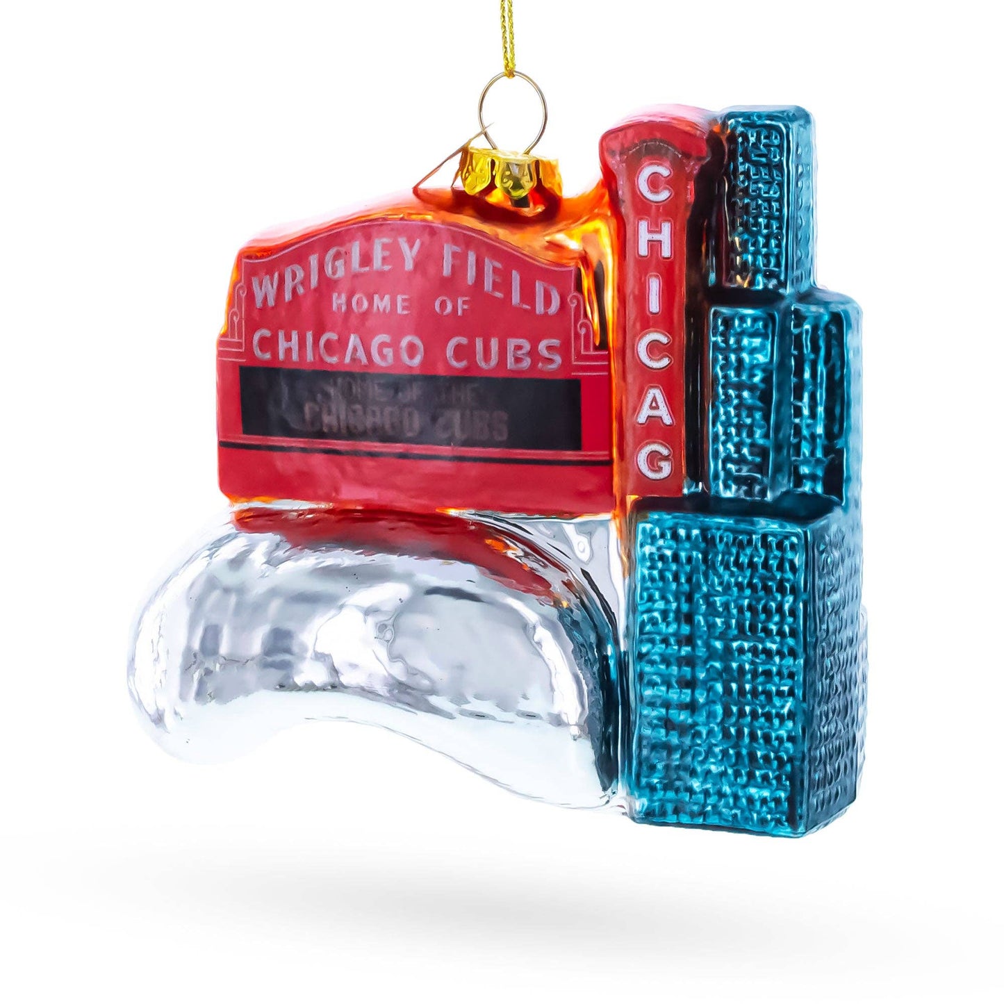 Captivating Chicago Attractions Glass Christmas Ornament