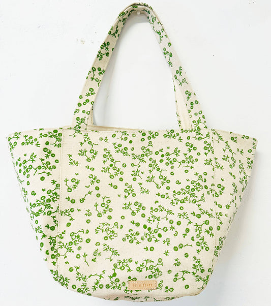 NEW BOHO CANVAS TOTE BAG ASTER in green by Erin Flett