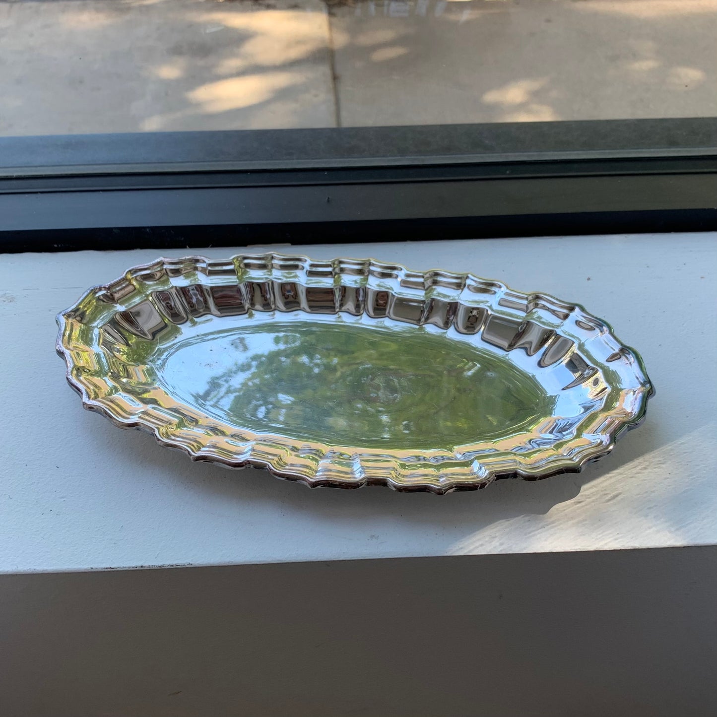 Ruffled Silver-Plated Oval Platter