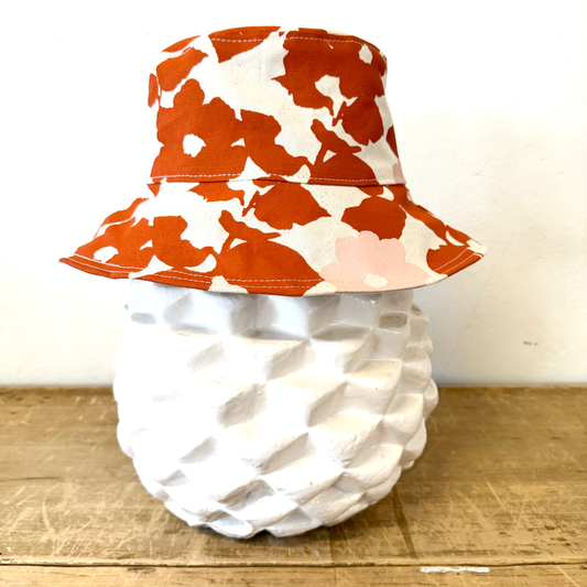 Earthy Anthro Orange + Blush Anita Bucket Hat: Small/Medium