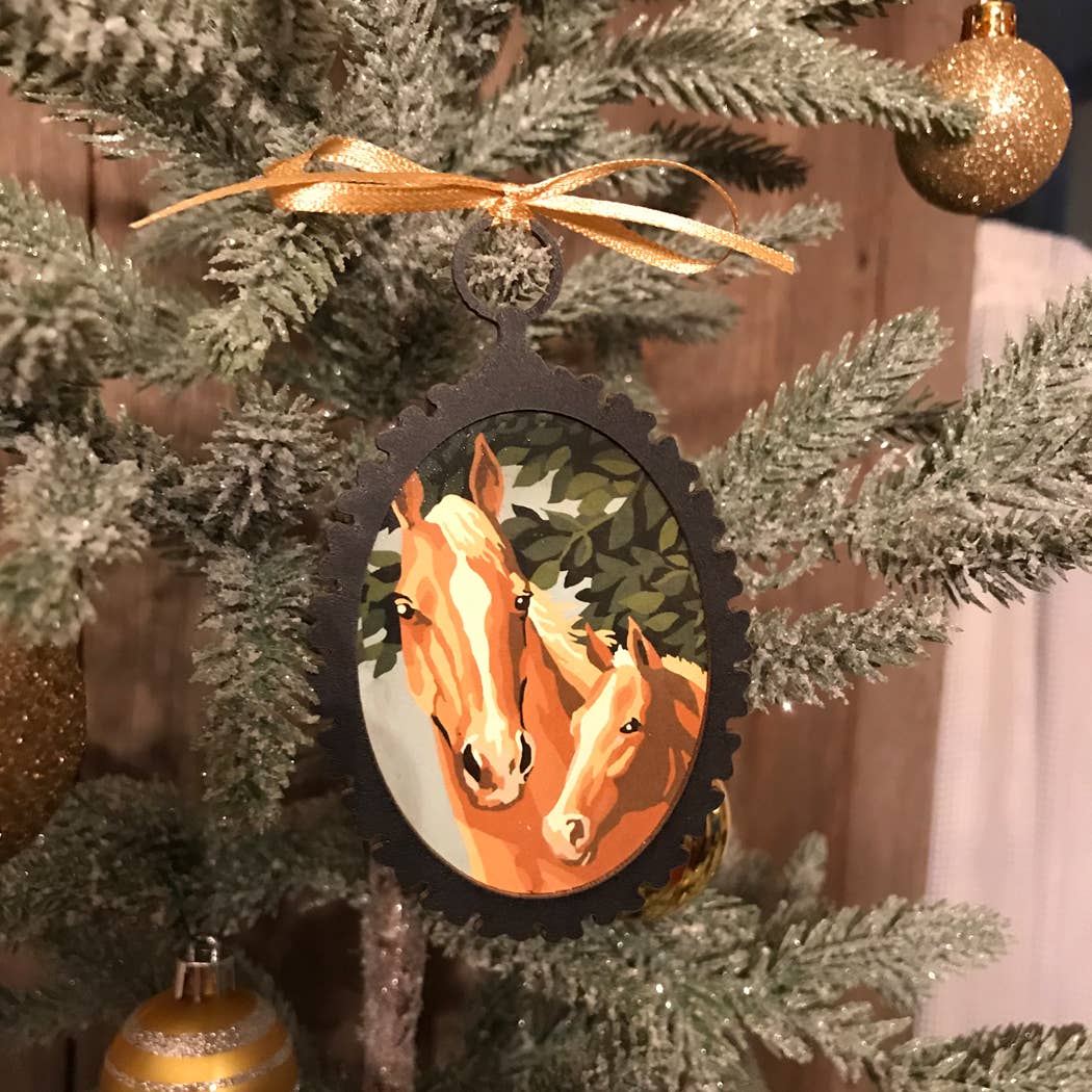 Paint-by-Number Style Horse Ornament