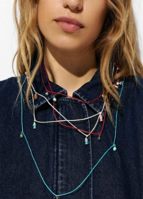 Mini Evil Eye String Necklace: Red