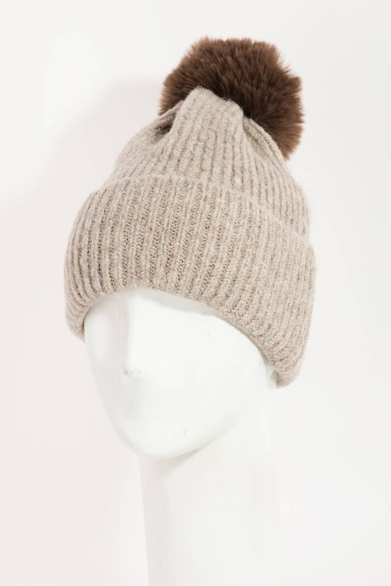 Pom Ribbed Extra Soft Beanie: RU