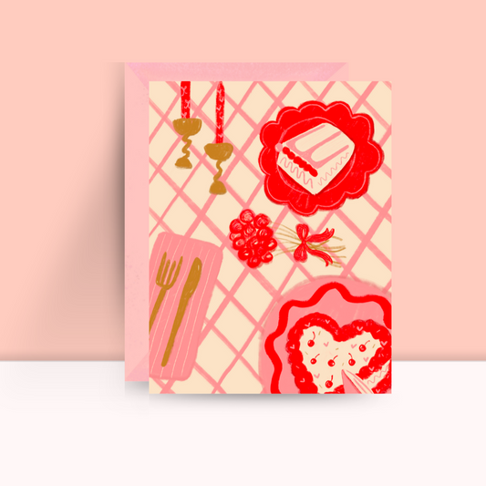 Pink Table Scape Greeting Card