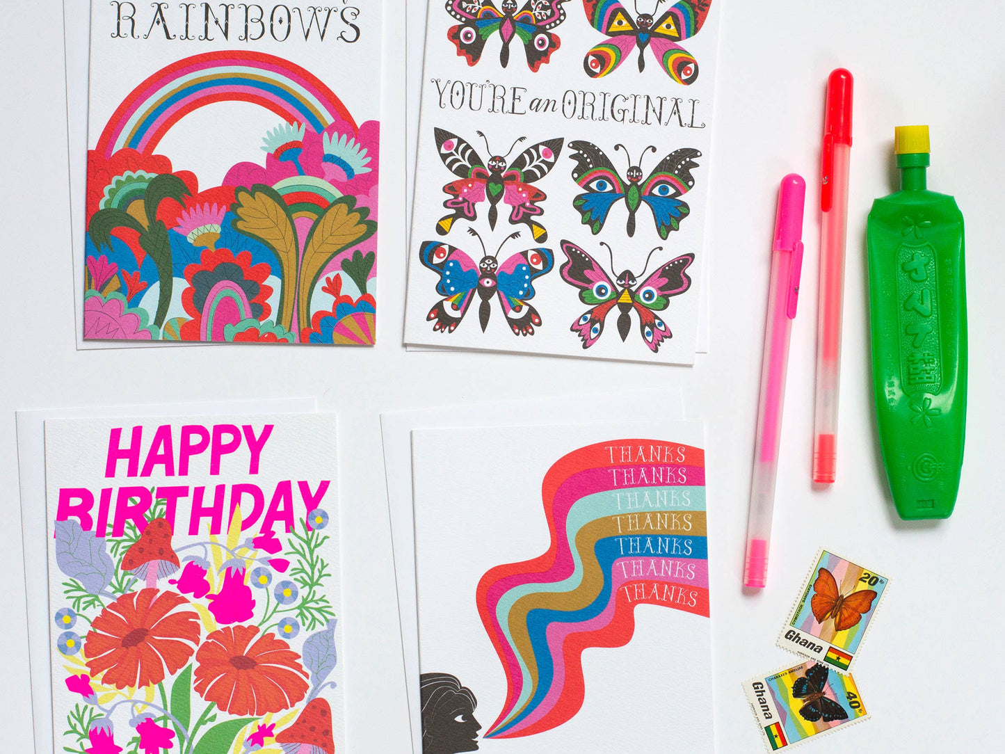 A Rainbow of Thanks Note Card