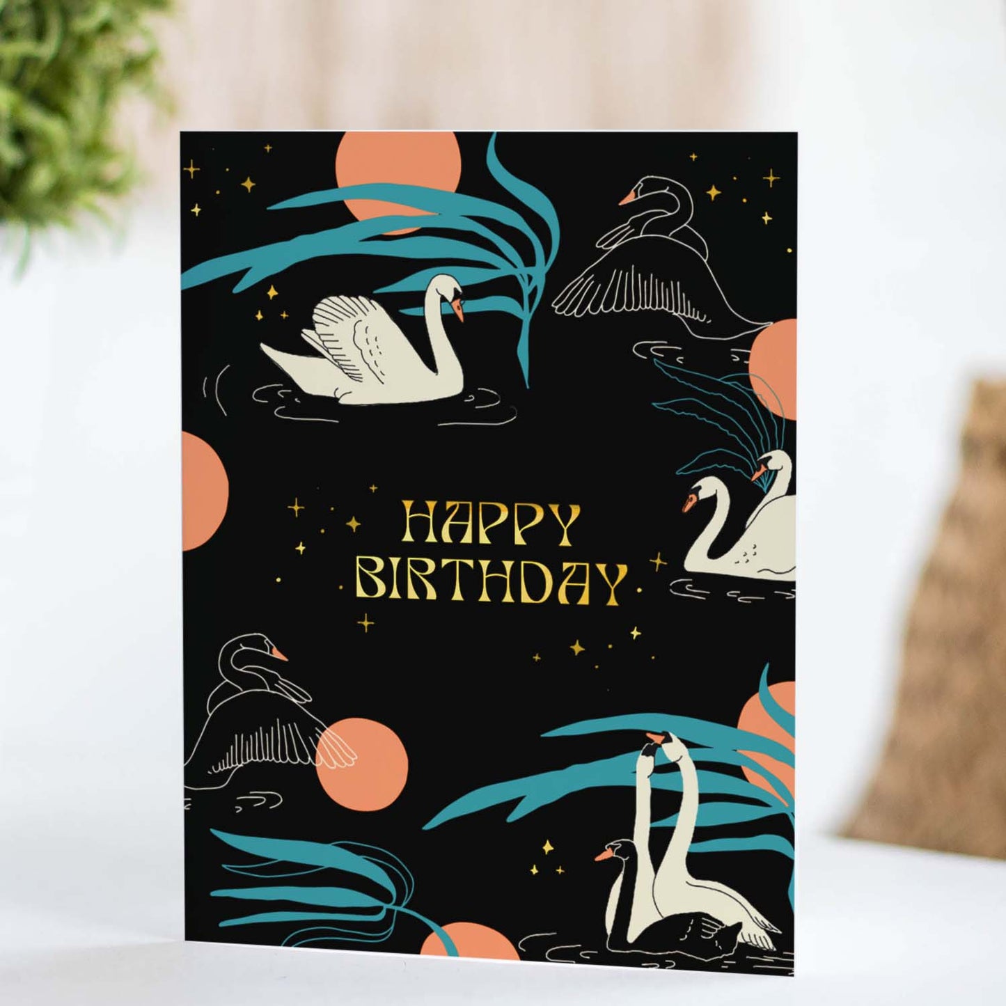 Swans Birthday Greeting Card