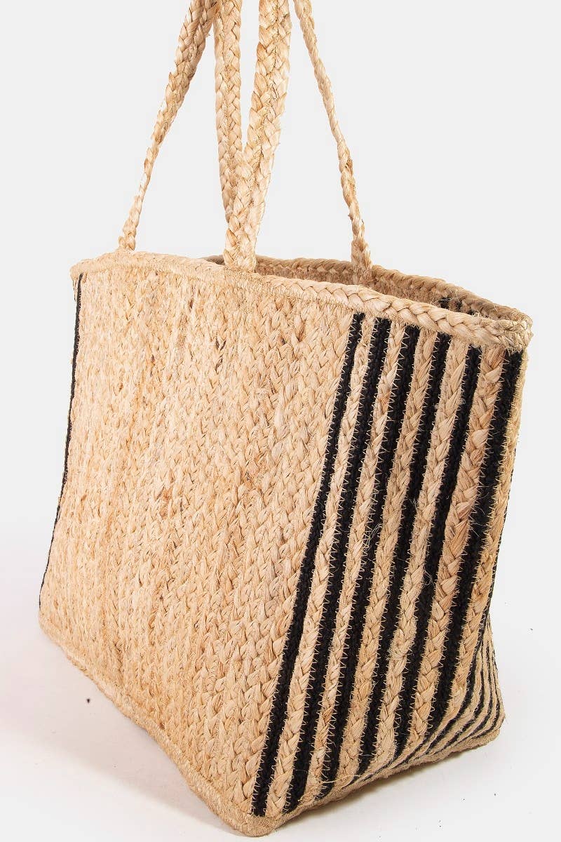 Vibrant Seed Beaded Love Jute Tote Bag: MULTI