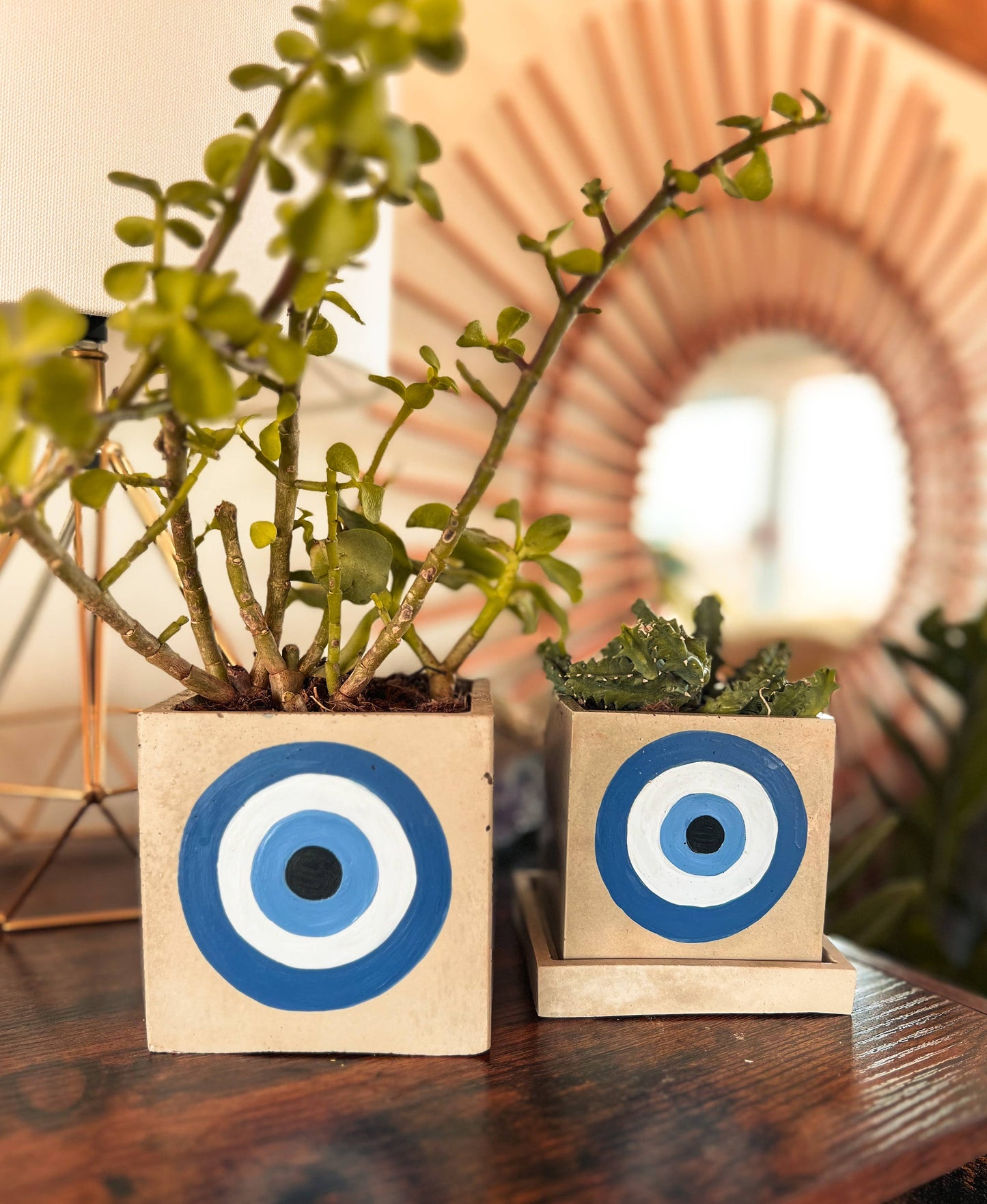 Evil Eye Concrete Square Planter: Large
