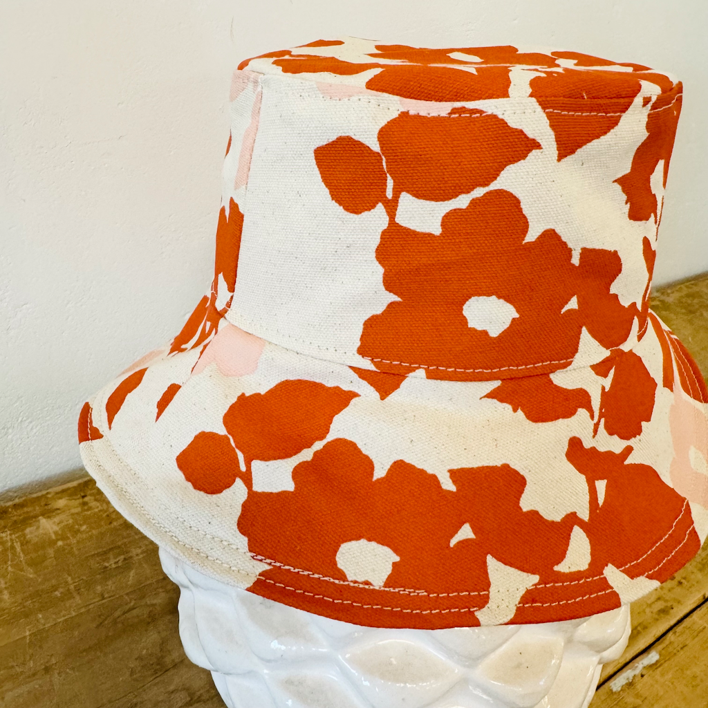 Earthy Anthro Orange + Blush Anita Bucket Hat: Small/Medium