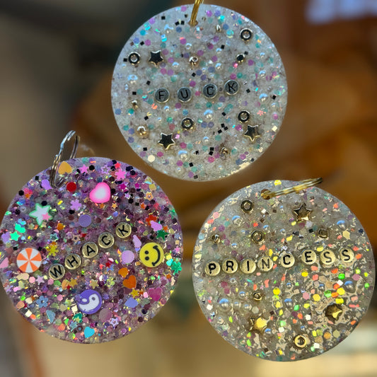 Sweaty Confetti Sparkly Keychain