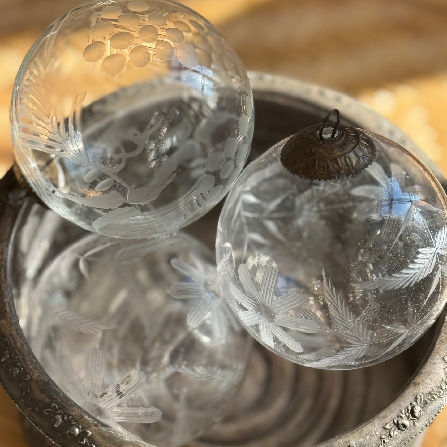 Holly Glass Ornament