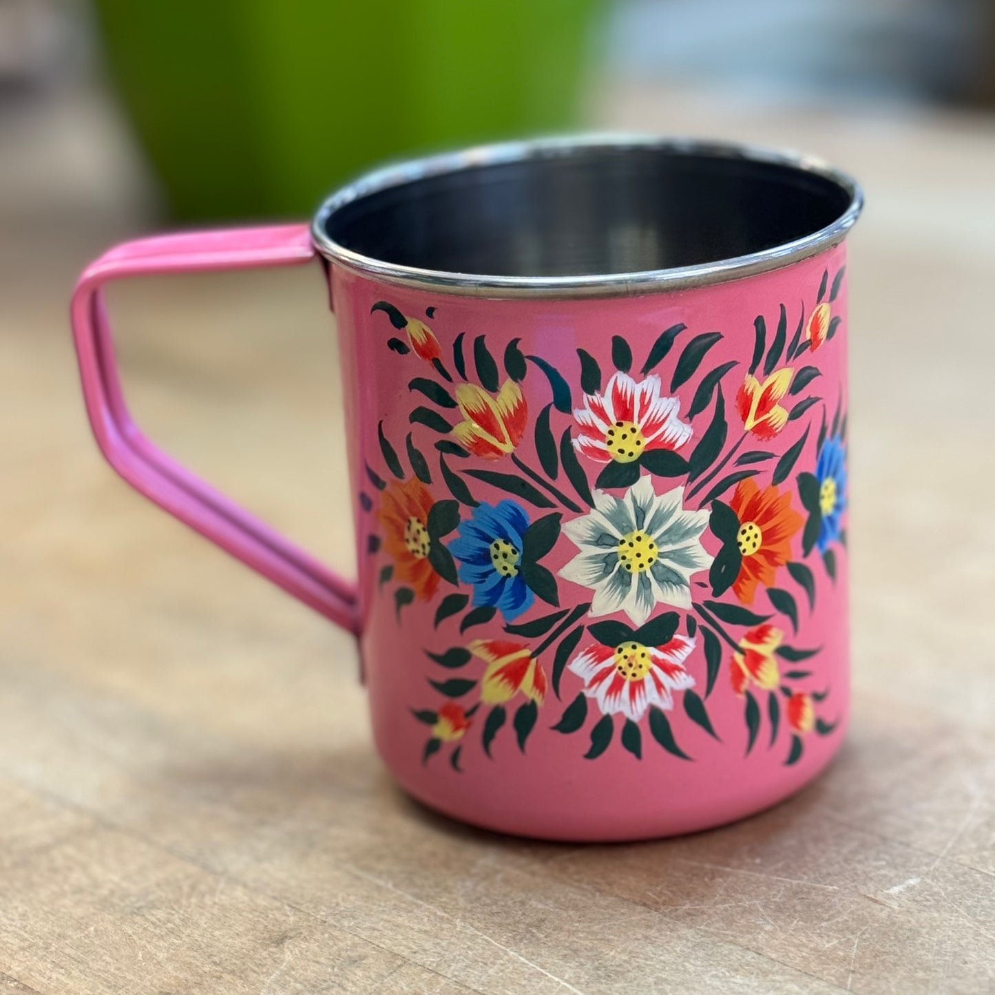 Hand Painted Floral Stainless Steel Camping Mugs Cups