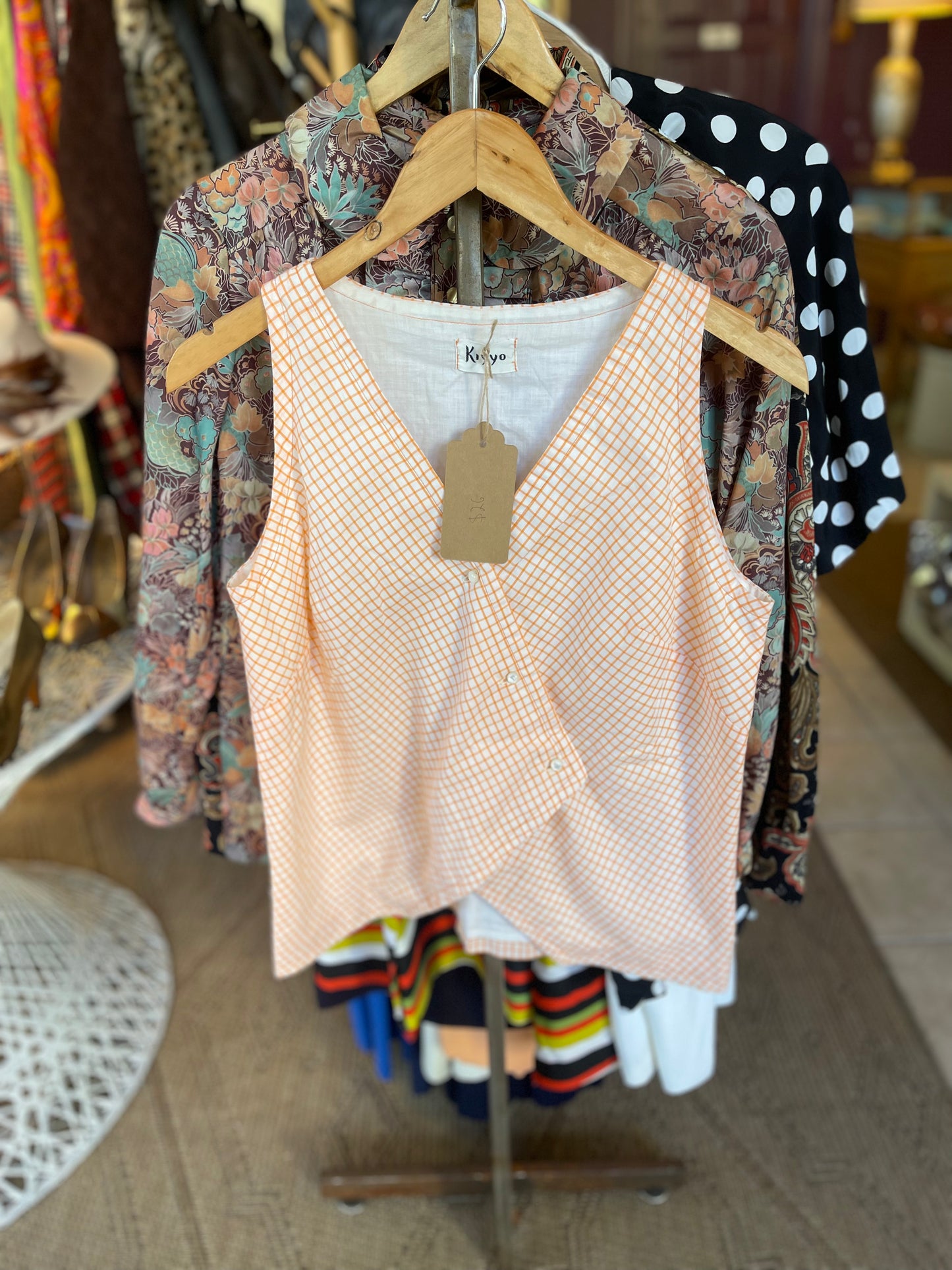 Kiyyo Asymmetrical Sleeveless Blouse