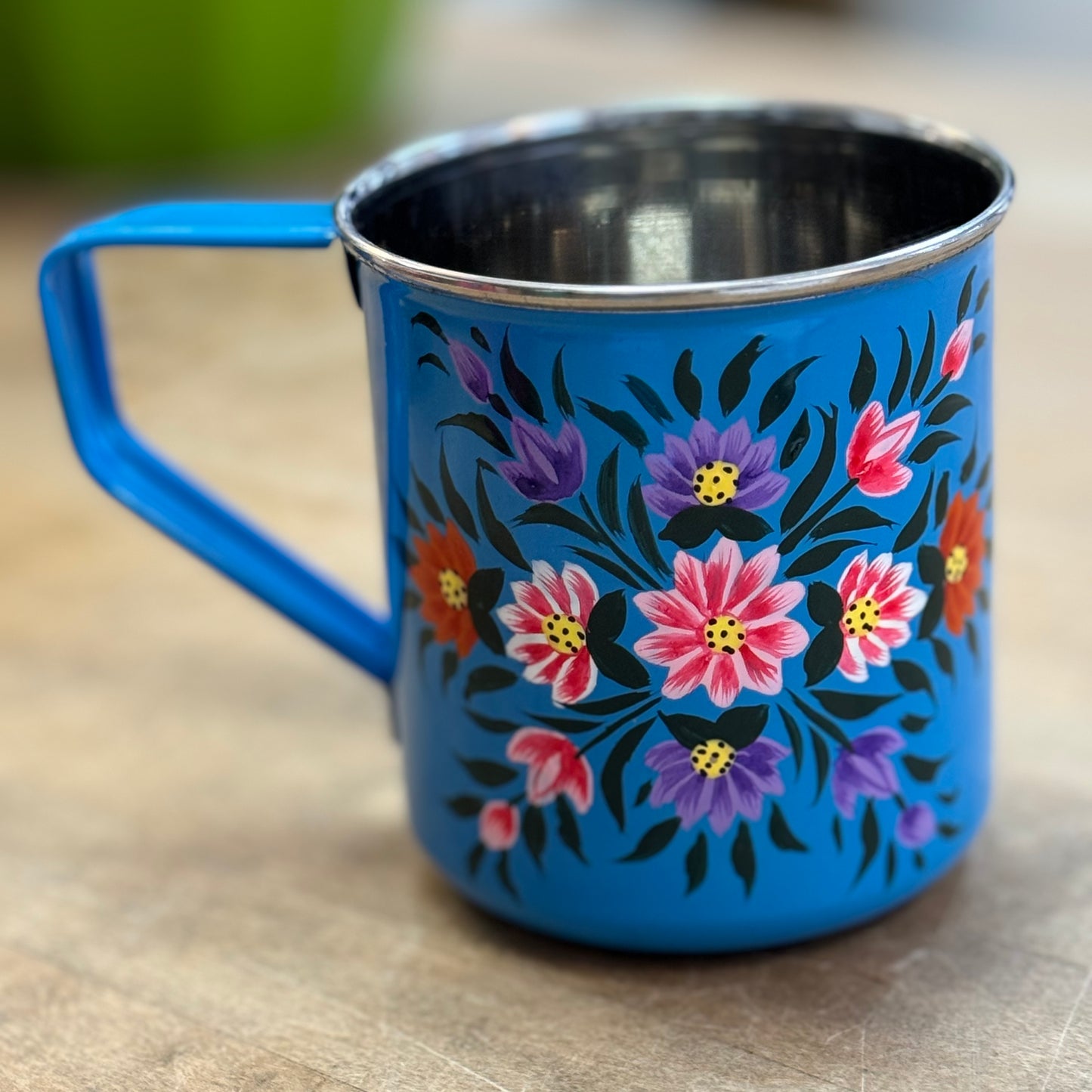Hand Painted Floral Stainless Steel Camping Mugs Cups