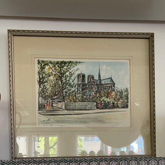 Vintage Notre Dame Watercolor