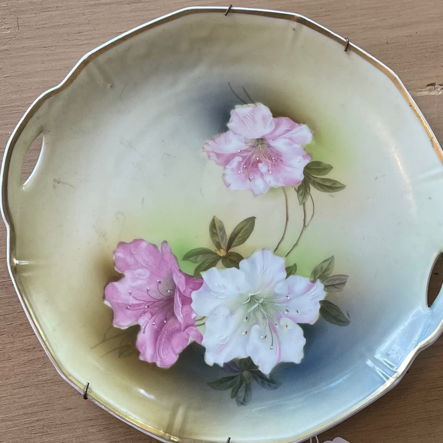 Hand-Painted German Gilded Floral Hanging Plate