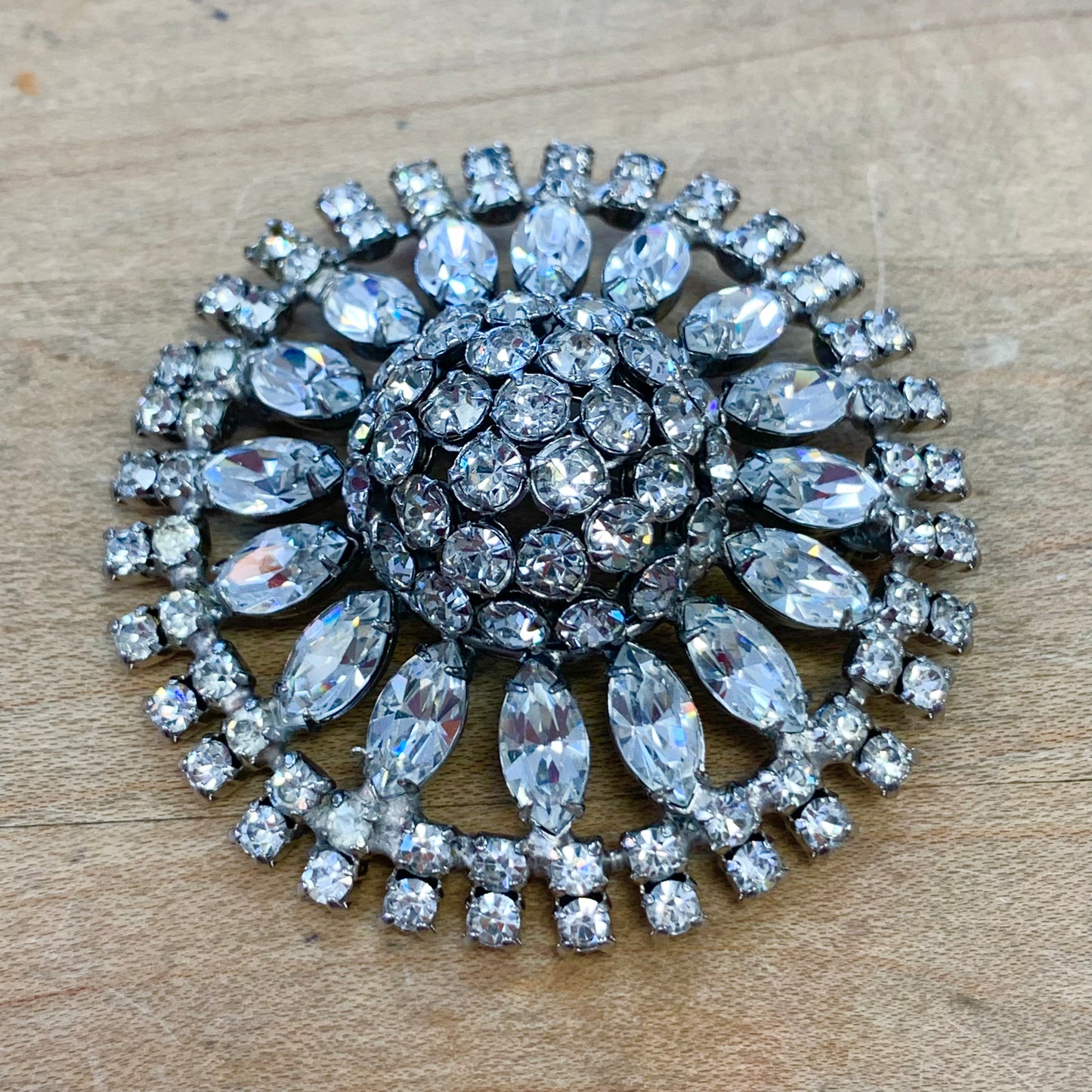 Sunburst Rhinestone Brooch