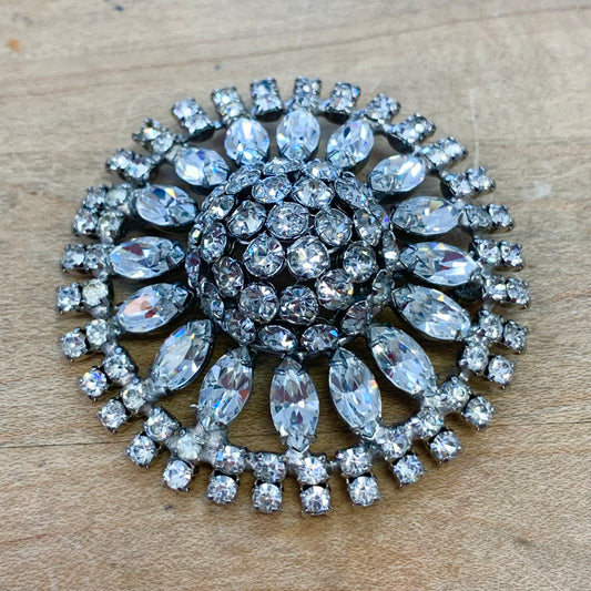 Sunburst Rhinestone Brooch