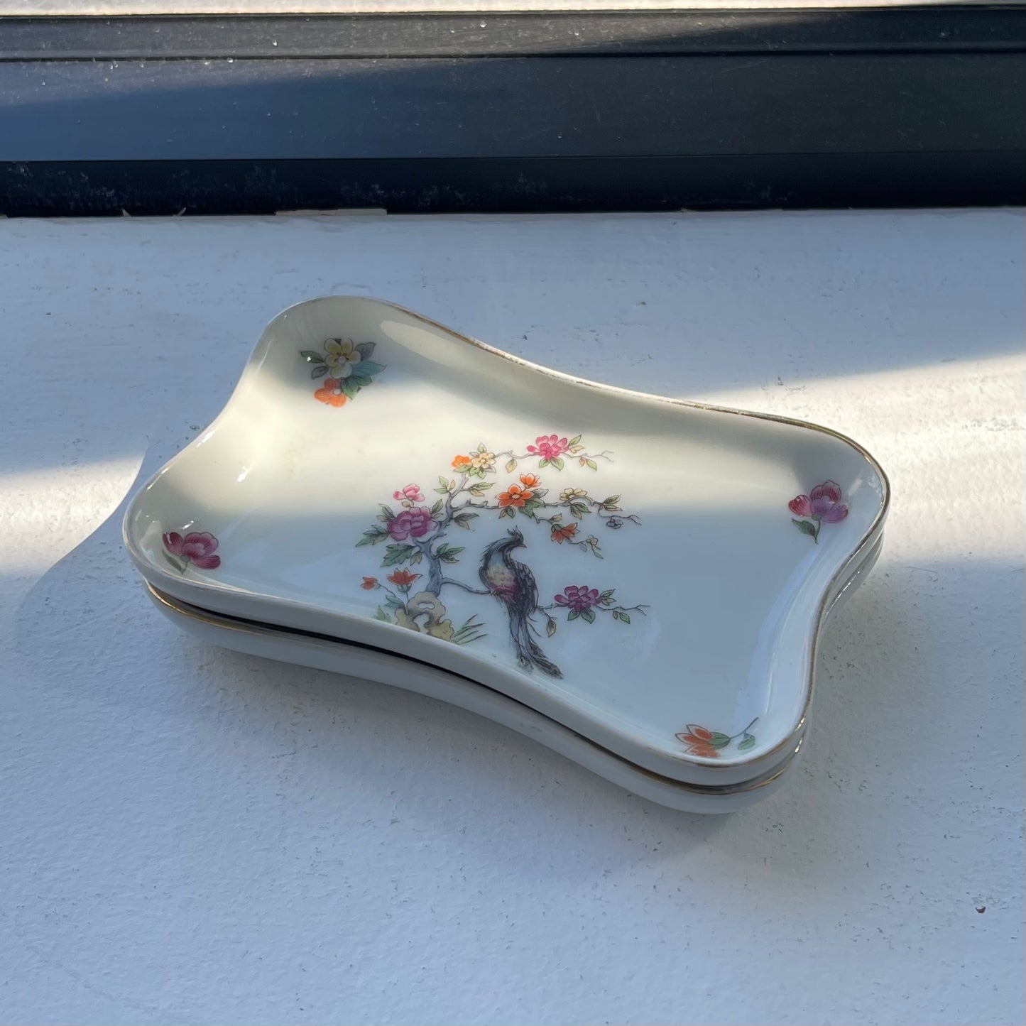 Limoges Bird Floral Tray