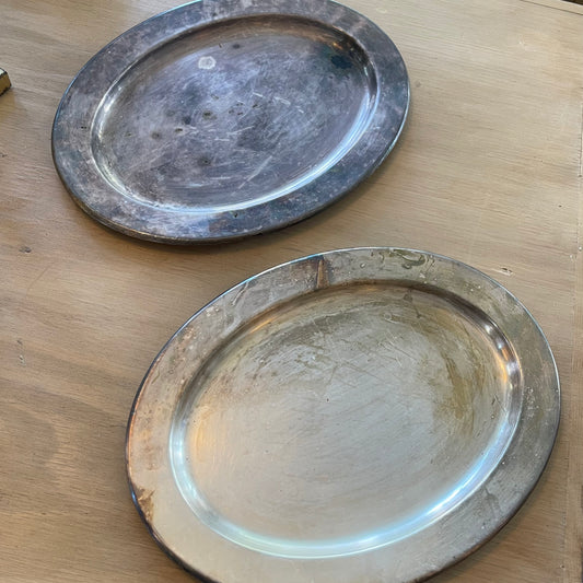 Silver/Pewter Oval Serving Tray