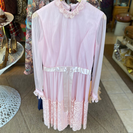 60s/70s Miss Elliette Chiffon + Chantilly Dress