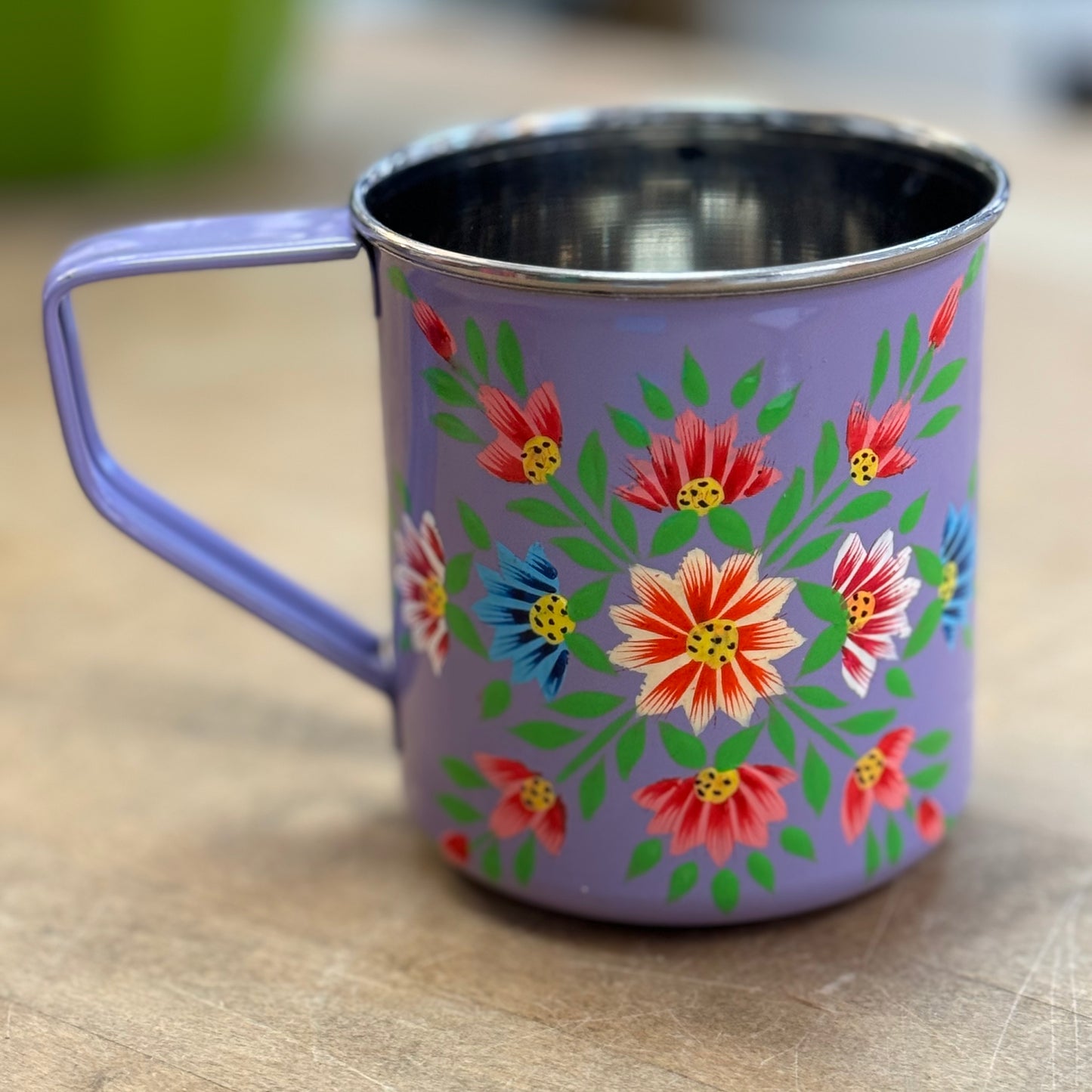 Hand Painted Floral Stainless Steel Camping Mugs Cups