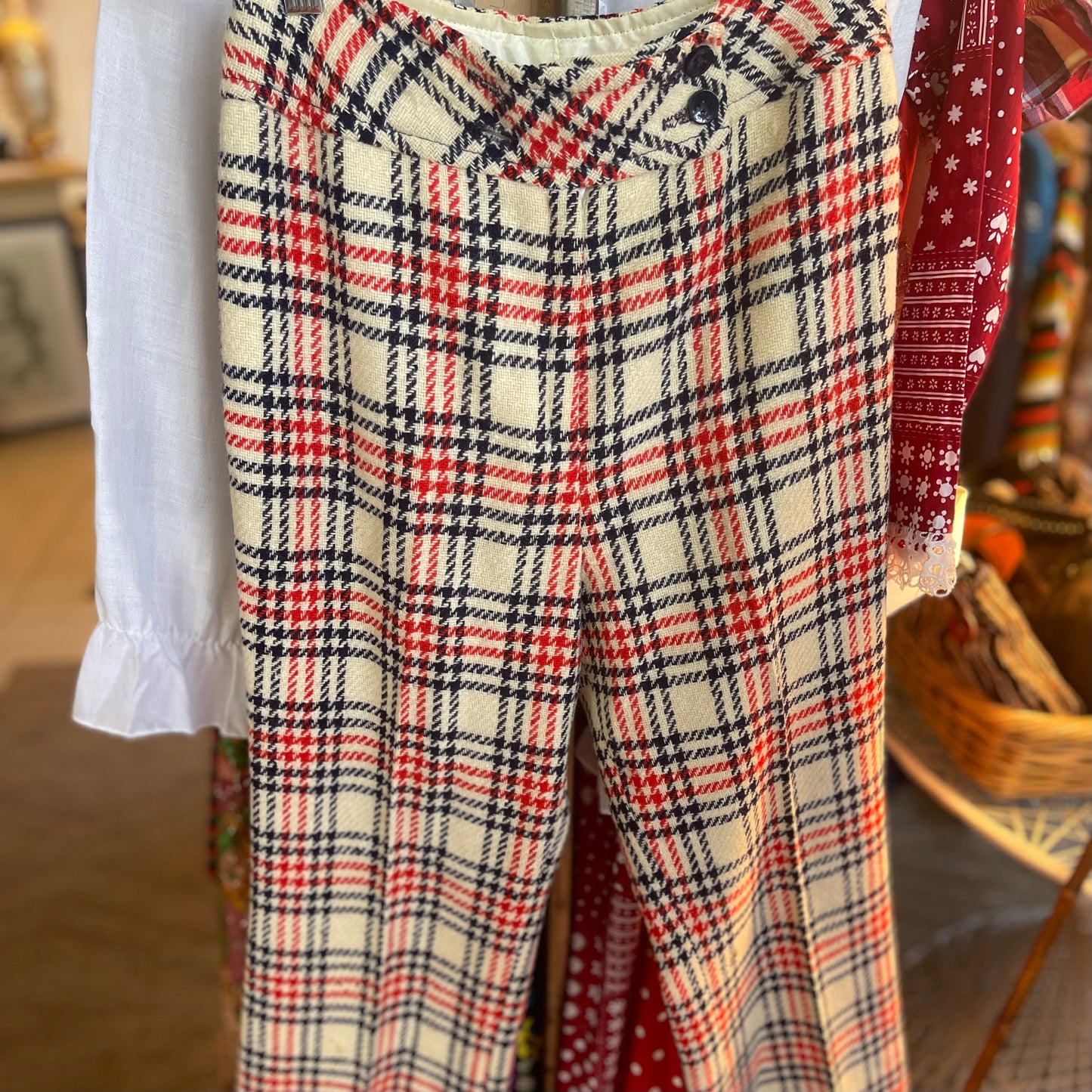 70s Plaid Wool Pants