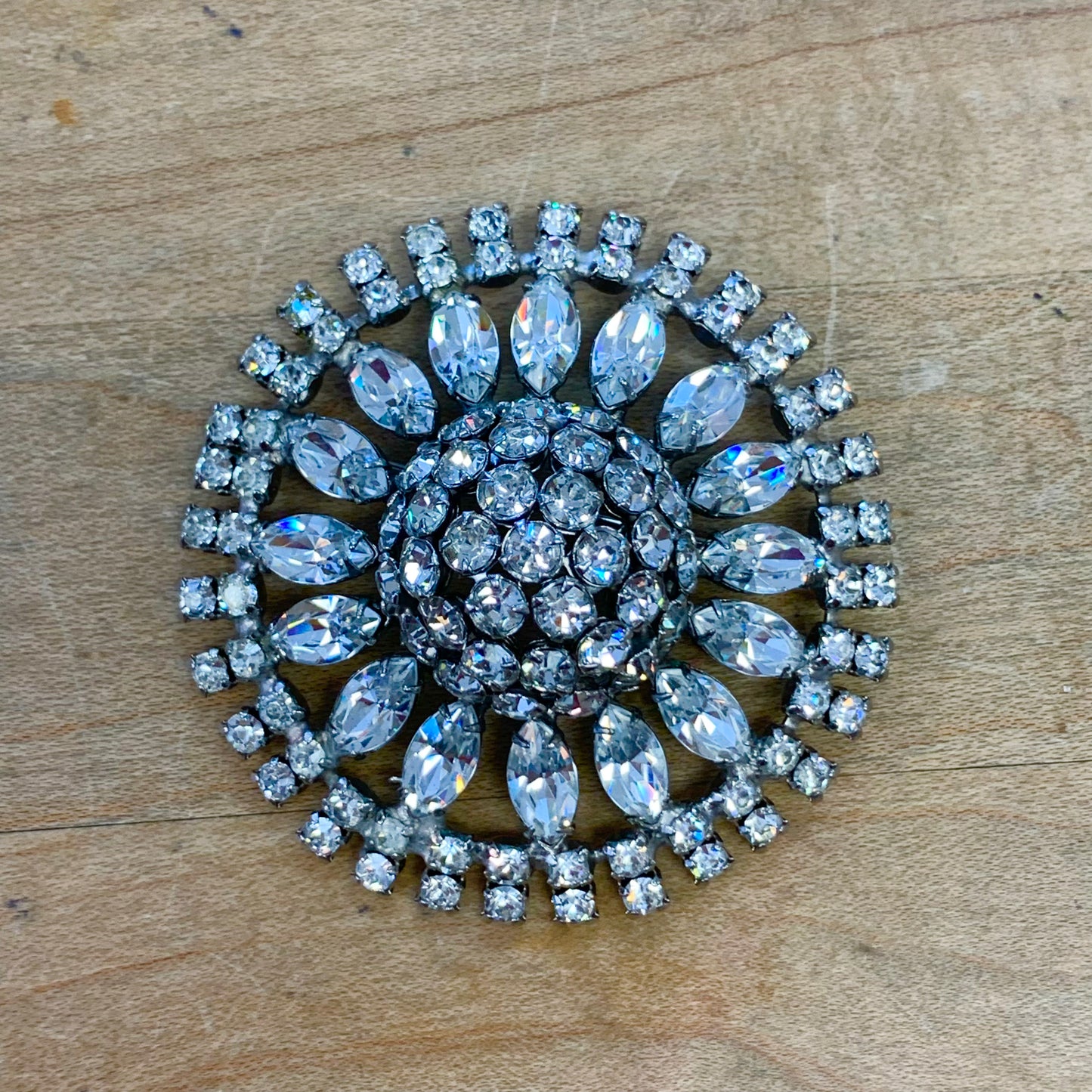 Sunburst Rhinestone Brooch