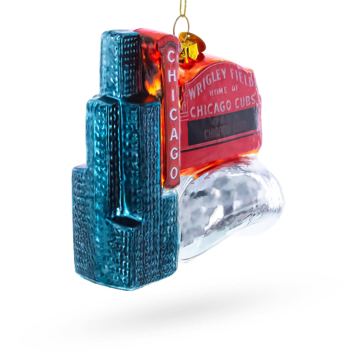 Captivating Chicago Attractions Glass Christmas Ornament