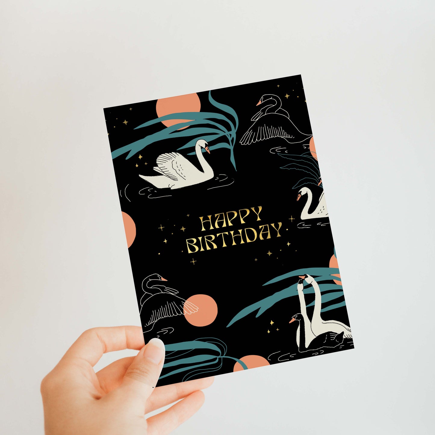 Swans Birthday Greeting Card