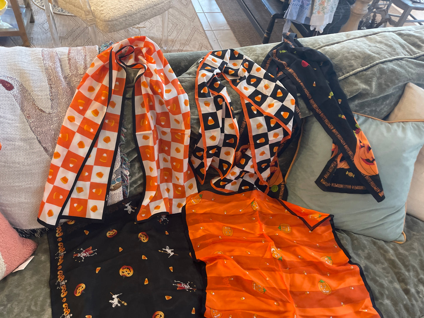 Vintage Halloween handkerchiefs and scarfs
