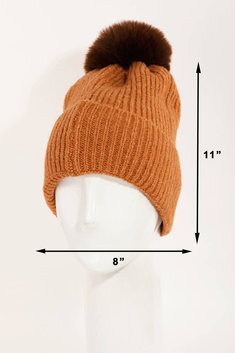 Pom Ribbed Extra Soft Beanie: RU